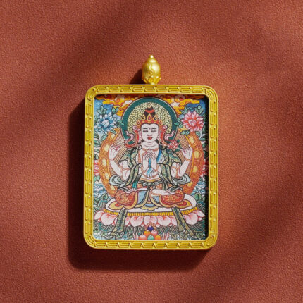 Four-Armed Guanyin Bodhisattva Rat Zodiac Pendant