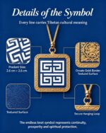 Tibetan Swastika Meander Pattern Square Thangka Pendant - Image 2