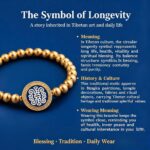 Tibetan Longevity Symbol Antique Gold Beaded Thangka Bracelet - Image 6