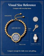 Tibetan Longevity Symbol Antique Gold Beaded Thangka Bracelet - Image 5