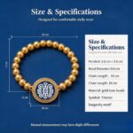 Tibetan Longevity Symbol Antique Gold Beaded Thangka Bracelet - Image 4