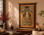 Inner Mongolian Characteristic Thangka White Tara Silk Scroll Wall Art for Meditation Room Worship - Image 2