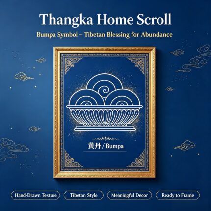 Tibetan Bumpa Treasure Vase Thangka Framed Wall Art