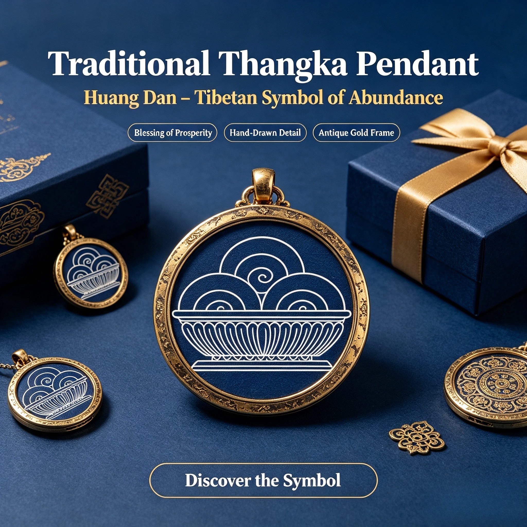 黄丹配饰 Tibetan Huang Dan Bumpa Thangka Blessing Pendant - Image 1
