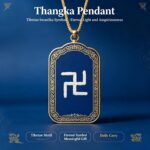 Yongzhong Swastika Thangka Pendant, Ancient Tibetan Auspicious Symbol Blessing Ghau Amulet