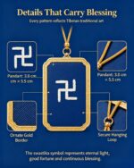 Yongzhong Swastika Thangka Pendant, Ancient Tibetan Auspicious Symbol Blessing Ghau Amulet - Image 2