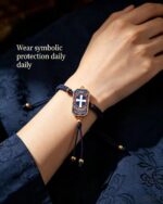 Jia Luo Cross Symbol Tibetan Thangka Bracelet Ancient Sacred Pattern Woven Jewelry - Image 3