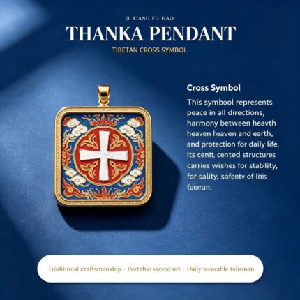 Tibetan "Jia Luo" Cross Symbol Thangka Pendant, Blessing for Peace in All Directions Protective Amulet