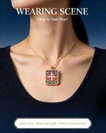 Tibetan "Jia Luo" Cross Symbol Thangka Pendant, Blessing for Peace in All Directions Protective Amulet - Image 3
