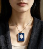 Bai Mu Ze Eternal Auspicious Knot Thangka Gau Pendant Tibetan Lucky Amulet - Image 3