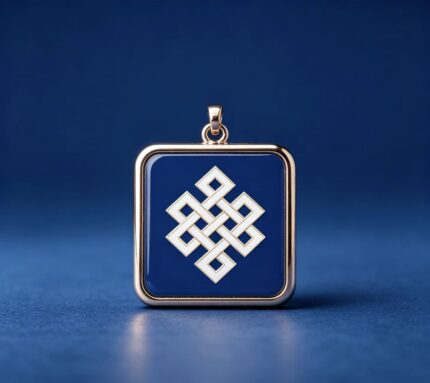 Bai Mu Ze Eternal Auspicious Knot Thangka Gau Pendant Tibetan Lucky Amulet