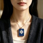 Bai Mu Ze Eternal Auspicious Knot Thangka Gau Pendant Tibetan Lucky Amulet - Image 4