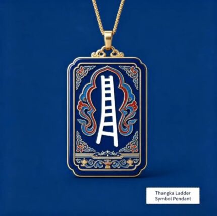 Mu Ta Sky Ladder Symbol Tibetan Thangka Plaque, Ancient Bon Totem Auspicious Hanging Ornament