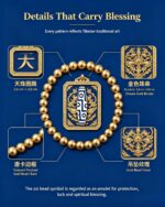 Dzi Bead Pattern Tibetan Thangka Bracelet, Plateau Auspicious Totem Peace Prayer Woven Band - Image 3