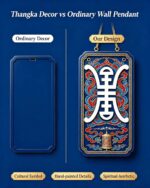Ze Ji Longevity Symbol Tibetan Thangka Wall Art, Sino-Tibetan Auspicious Pattern Vertical Home Hanging Decor - Image 2