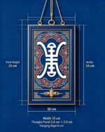 Ze Ji Longevity Symbol Tibetan Thangka Wall Art, Sino-Tibetan Auspicious Pattern Vertical Home Hanging Decor - Image 3