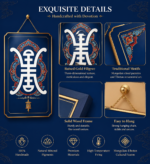 Ze Ji Longevity Symbol Tibetan Thangka Wall Art, Sino-Tibetan Auspicious Pattern Vertical Home Hanging Decor - Image 4