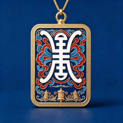 Ze Ji Longevity Symbol Tibetan Thangka Pendant Sino-Tibetan Auspicious Pattern Jewelry Talisman