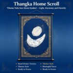 Nida Sun Moon Tibetan Thangka Wall Art, Traditional Plateau Astrology Symbol Living Room Hanging Decor