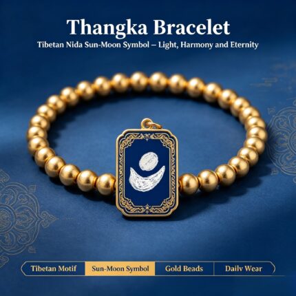 Nida Sun Moon Tibetan Thangka Bracelet, Ancient Bon Astrological Totem Woven Prayer Band