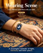 Nida Sun Moon Tibetan Thangka Bracelet, Ancient Bon Astrological Totem Woven Prayer Band - Image 4