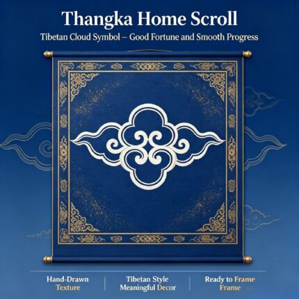 Auspicious Cloud Pattern Tibetan Thangka Wall Art, Classic Plateau Symbol Living Room Hanging Decor