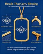 Tibetan Auspicious Cloud Pattern Thangka Pendant, Traditional Plateau Symbol Prosperity Prayer Ghau Amulet - Image 2