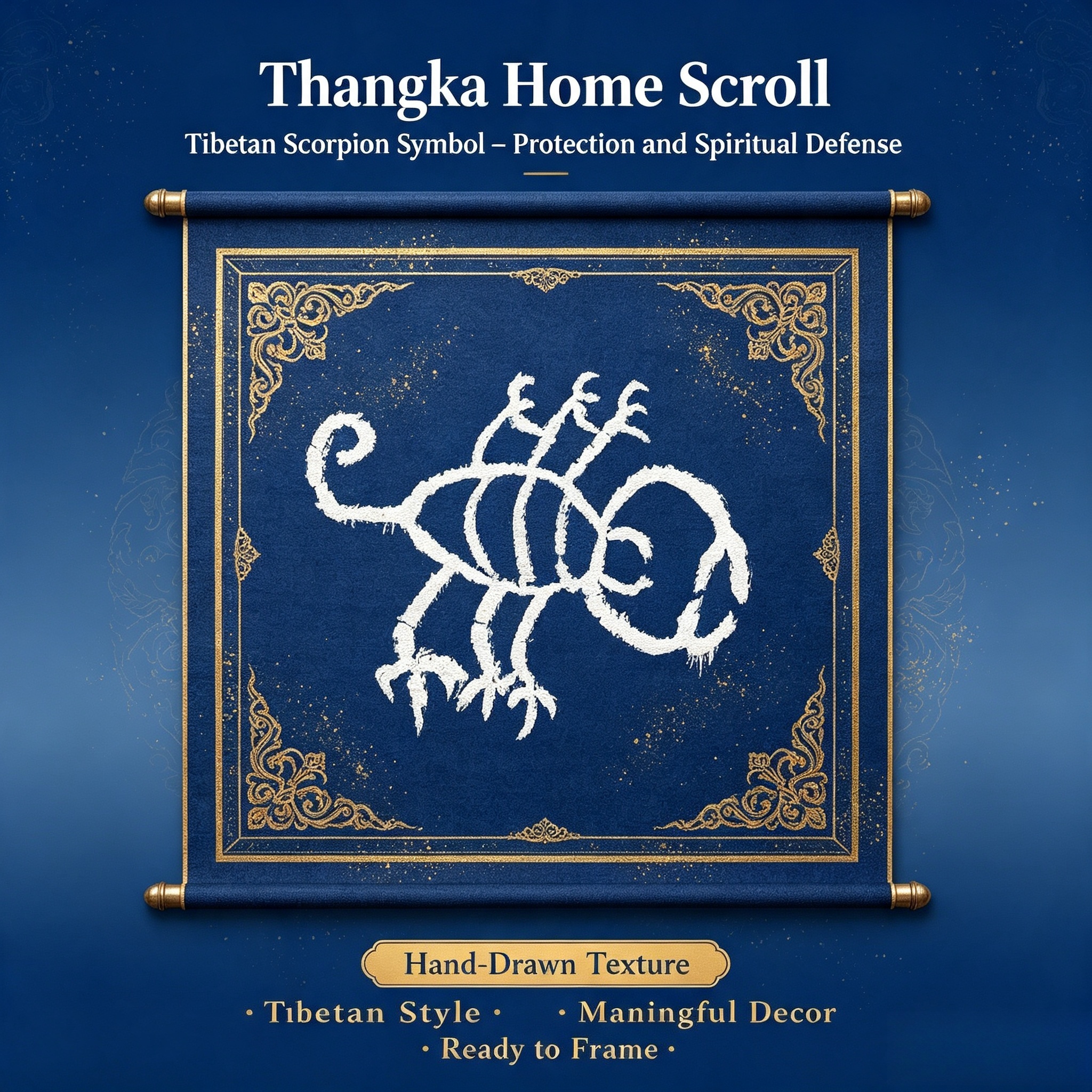 蝎子家装主图 Scorpion Pattern Dibaliya Tibetan Thangka Wall Art, Traditional Tibetan Guardian Totem Living Room Hanging Decor - Image 1